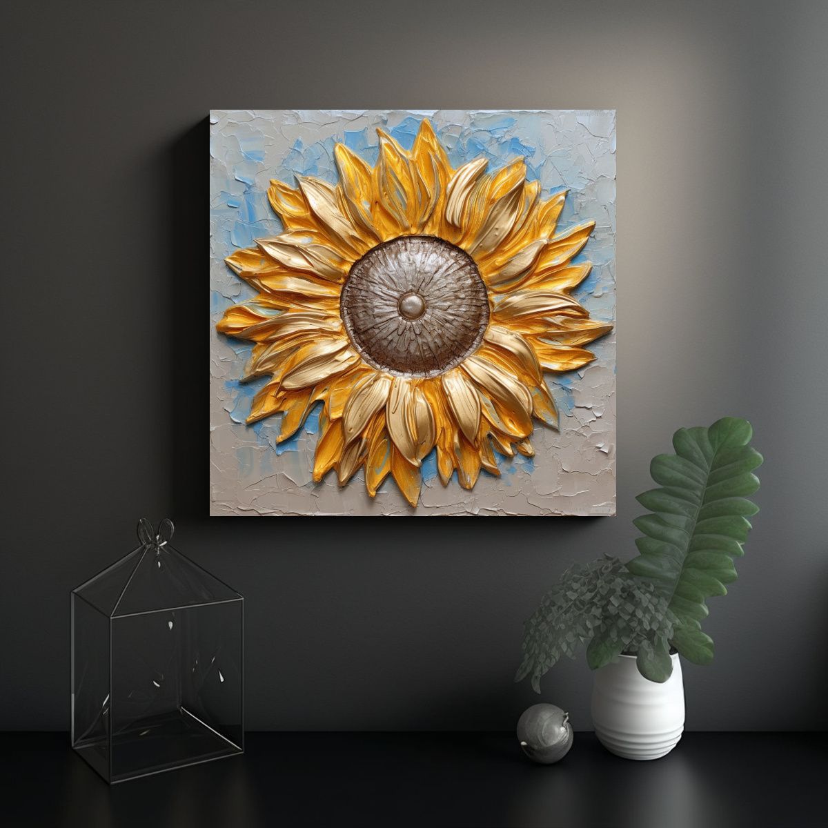 GENERICO - Cuadro De Inspiración Floral Girasol Colorido 60x60 Cm