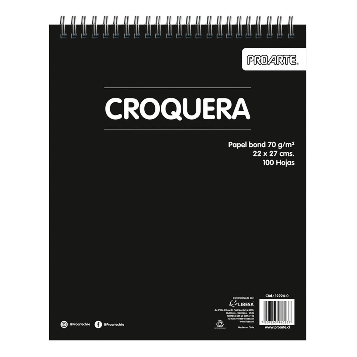 PROARTE - Croquera Proarte 22X27cm 100hjs