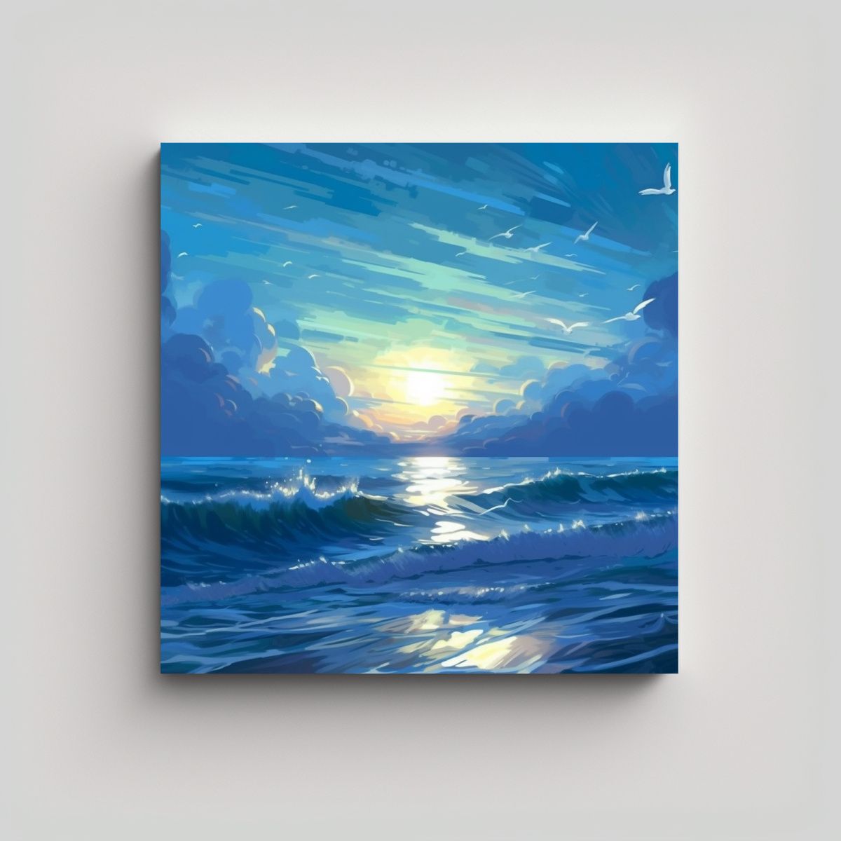 GENERICO - Pintura Digital Del Mar Con Brillo Tela En 80x80 Cm