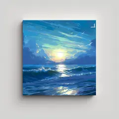 GENERICO - Pintura Digital Del Mar Con Brillo Tela En 70x70 Cm