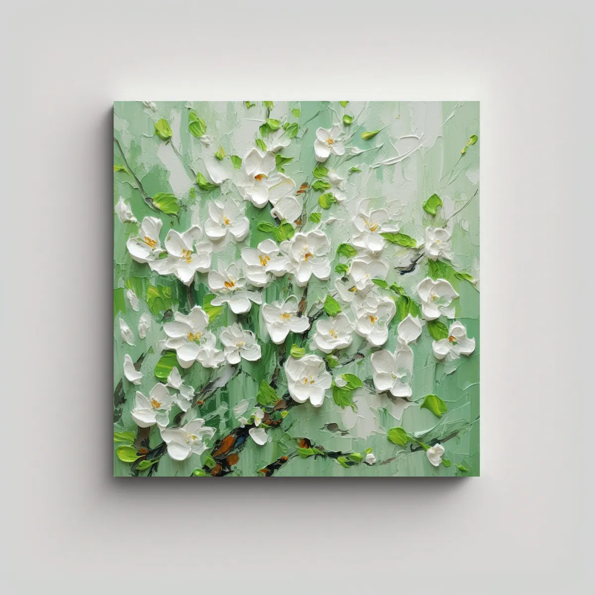 GENERICO - Cuadro Imagen Simetría Flor De Ciruelo Blanco 50x50 Cm