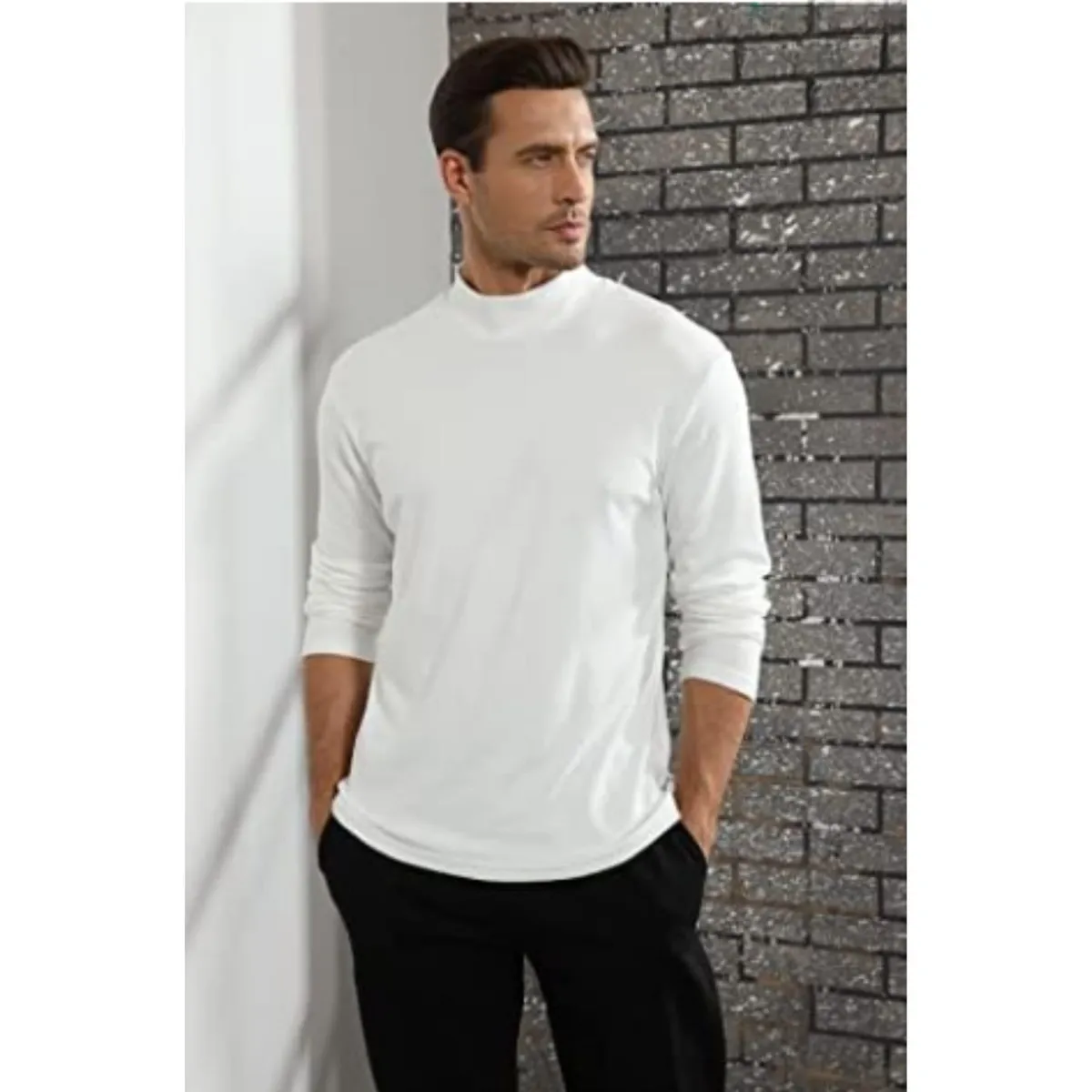 LIKE SHOP - Camiseta Hombre Manga Larga Cuello Beatle Fibra Bambu 3610