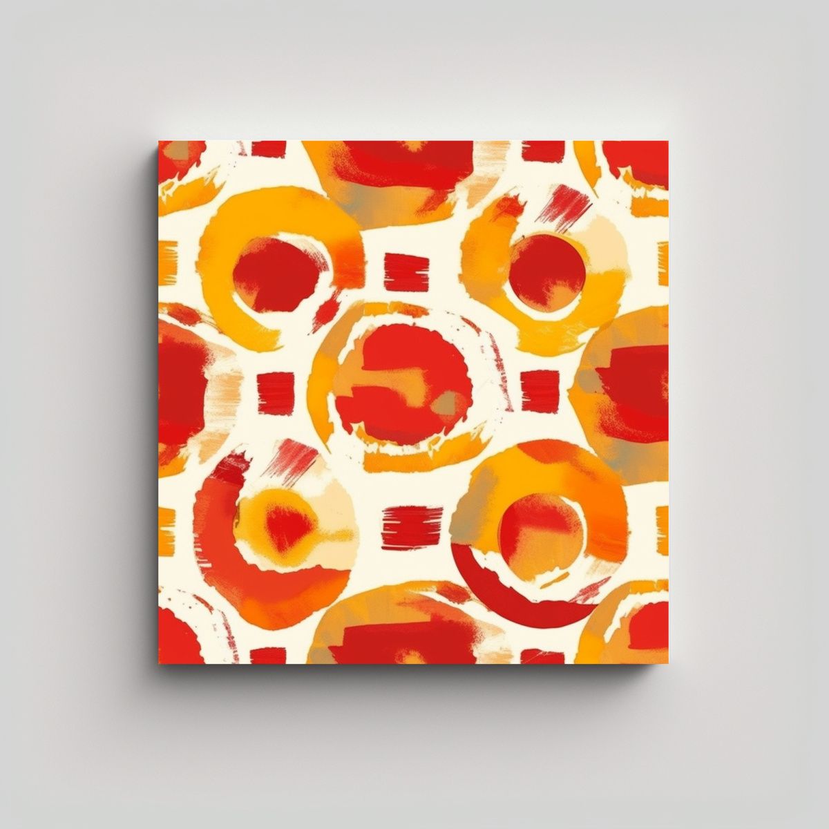 GENERICO - Patrón Intenso Boho En Lienzo Rojo Marfil Y 90x90 Cm