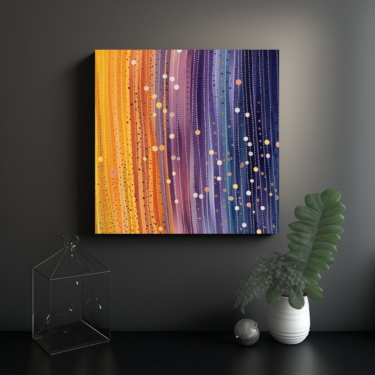 GENERICO - Cuadros De Decoración Hermoso Living Con Rayas 60x60 Cm