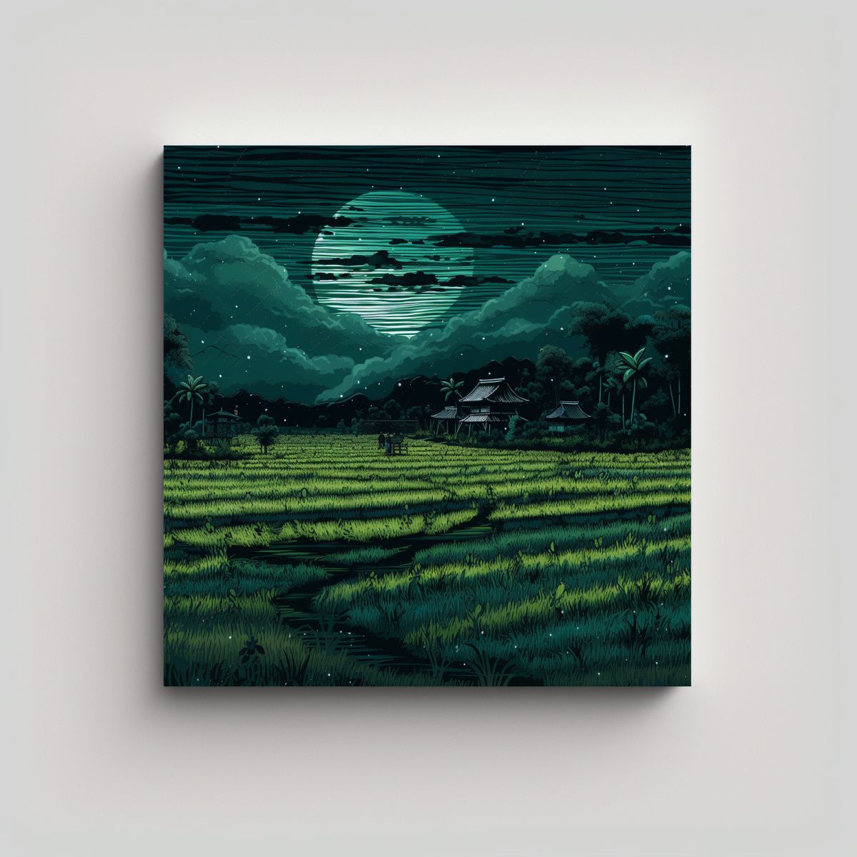 GENERICO - Pintura En Lienzo Impactante De Campo De Arroz 50x50 Cm