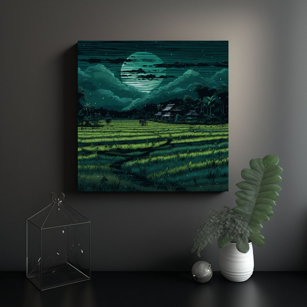 GENERICO - Pintura En Lienzo Impactante De Campo De Arroz 50x50 Cm