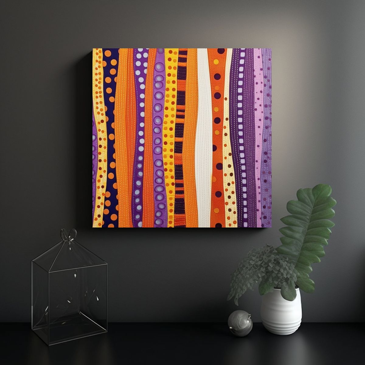 GENERICO - Cuadros Decorativos Con Patrón De Rayas 70x70 Cm