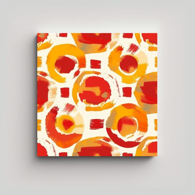 GENERICO - Patrón Intenso Boho En Lienzo Rojo Marfil Y 70x70 Cm