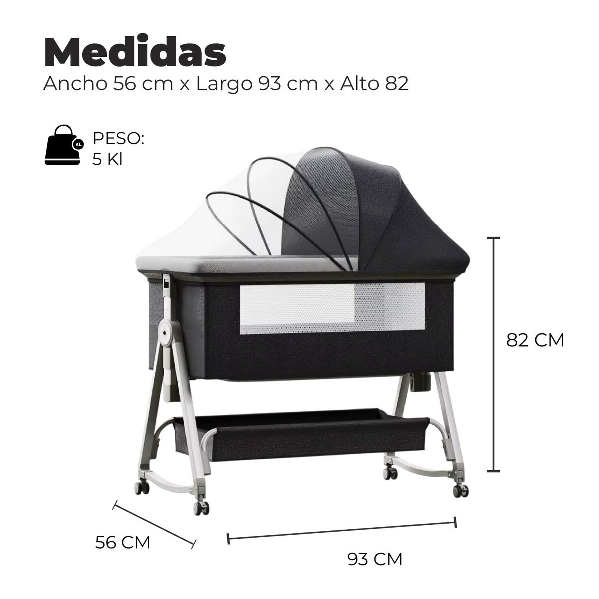 ALPHA - Cuna Colecho Moises Bebe Mecedora 6 Alturas  Safe&soft