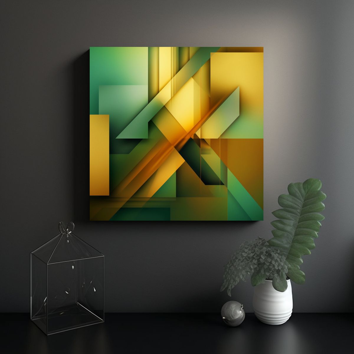 GENERICO - Cuadro Acuarela Formas Geométricas Abstractas 60x60 Cm