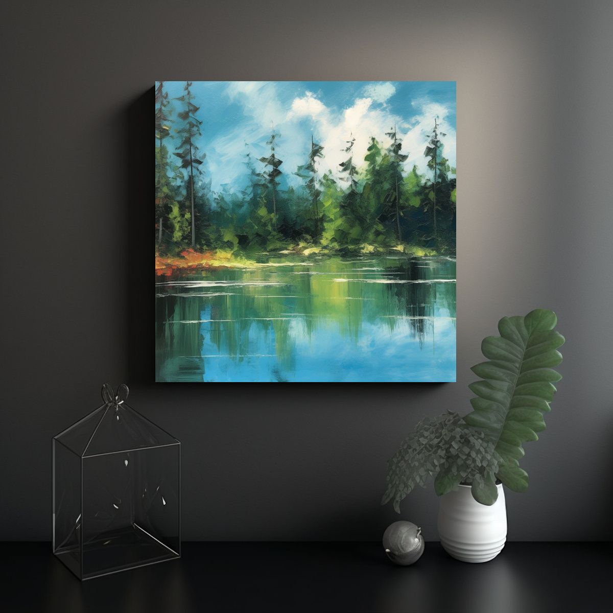 GENERICO - Pintura Paisajística Estilo Impresionismo Con 60x60 Cm