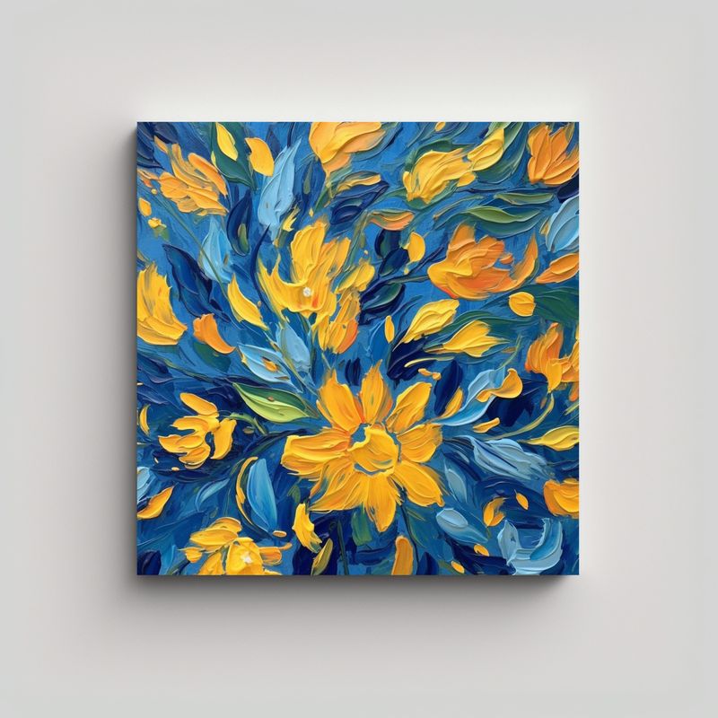GENERICO - Flores Creativas Estilo Van Gogh Con Pinceladas 60x60 Cm