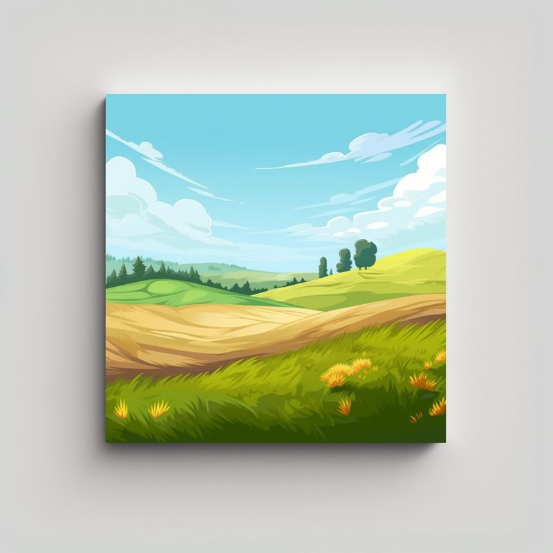 GENERICO - Cuadro Decorativo Estilo Campo En Fondo De 70x70 Cm