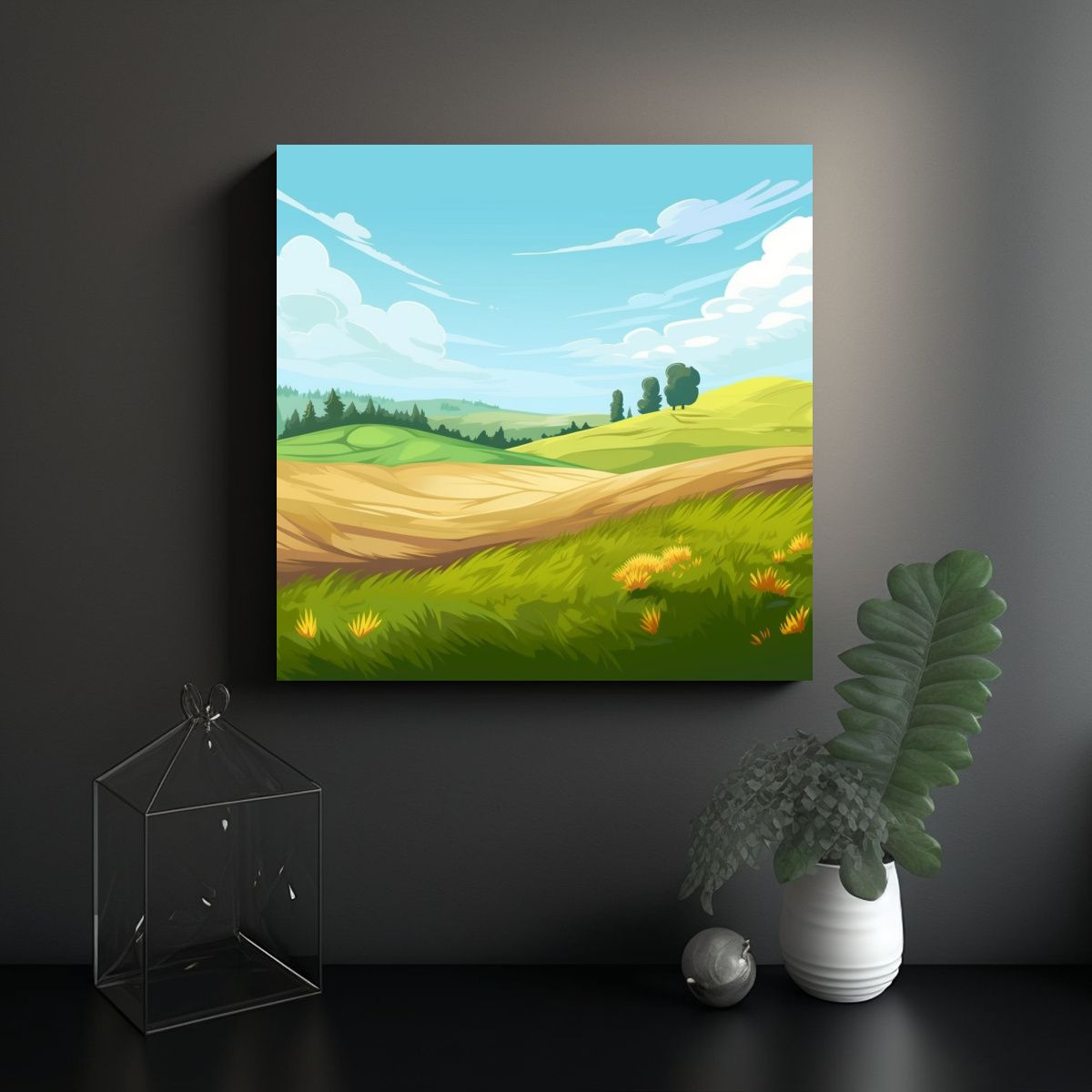 GENERICO - Cuadro Decorativo Estilo Campo En Fondo De 60x60 Cm
