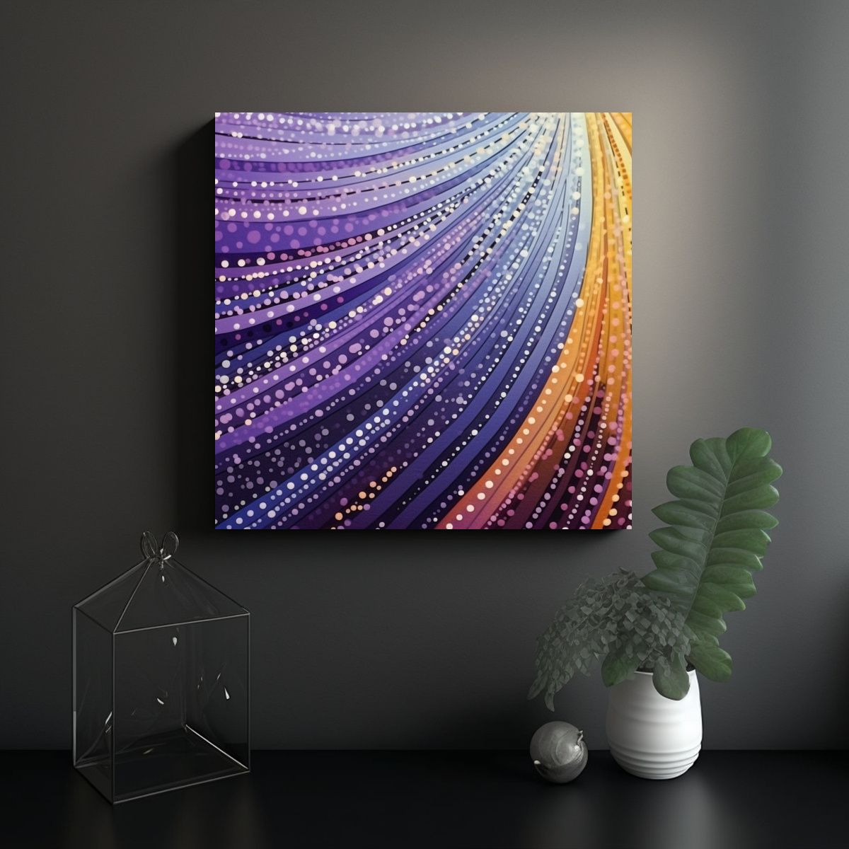 GENERICO - Cuadros Decorativos De Rayas Punteadas Púrpuras 90x90 Cm