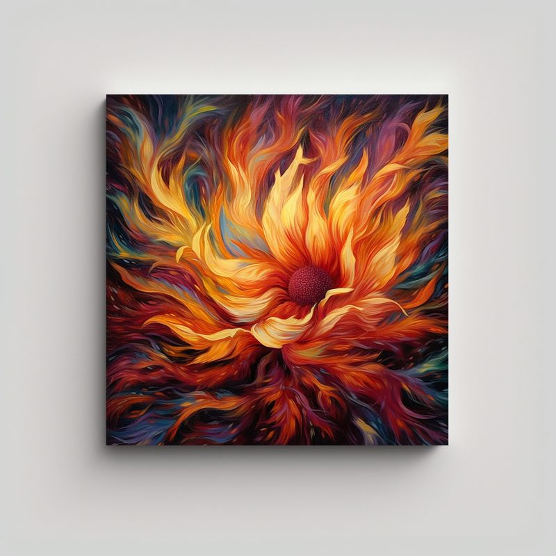 GENERICO - Cuadro Abstracto Movimiento Equilibrio Pétalos 80x80 Cm