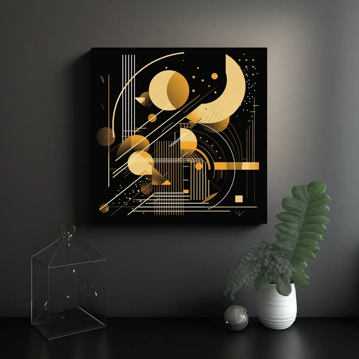 GENERICO - Cuadros Decorativos Abstractos En Tonos Negros Y 70x70 Cm