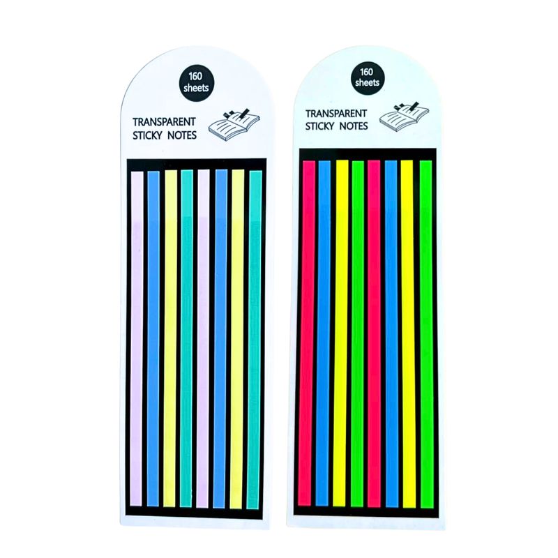 GENERICO - Pack 2 Notas Adhesivas Strips Transparente Destacador Texto