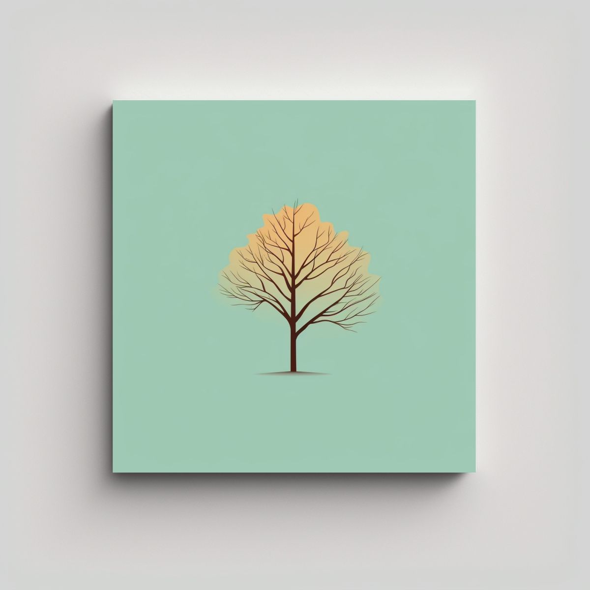 GENERICO - Cuadro Acuarela Diseño Minimalista árbol 50x50 Cm