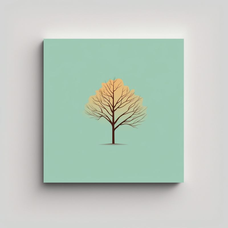 GENERICO - Cuadro Acuarela Diseño Minimalista árbol 50x50 Cm