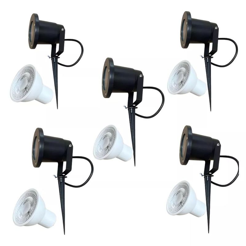 WANT - Pack X 5 Foco Estaca Led Jardín Porta GU10 Ip54 Luz Cálida
