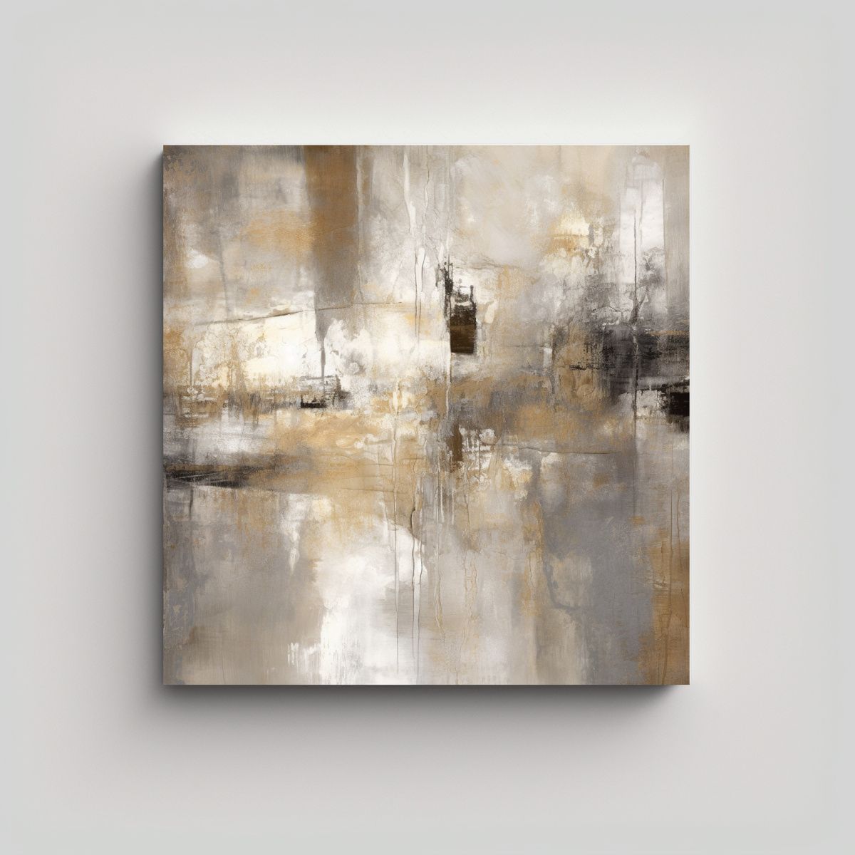 GENERICO - Pintura Abstracta Estilo Grunge En Sepia Blanco 80x80 Cm