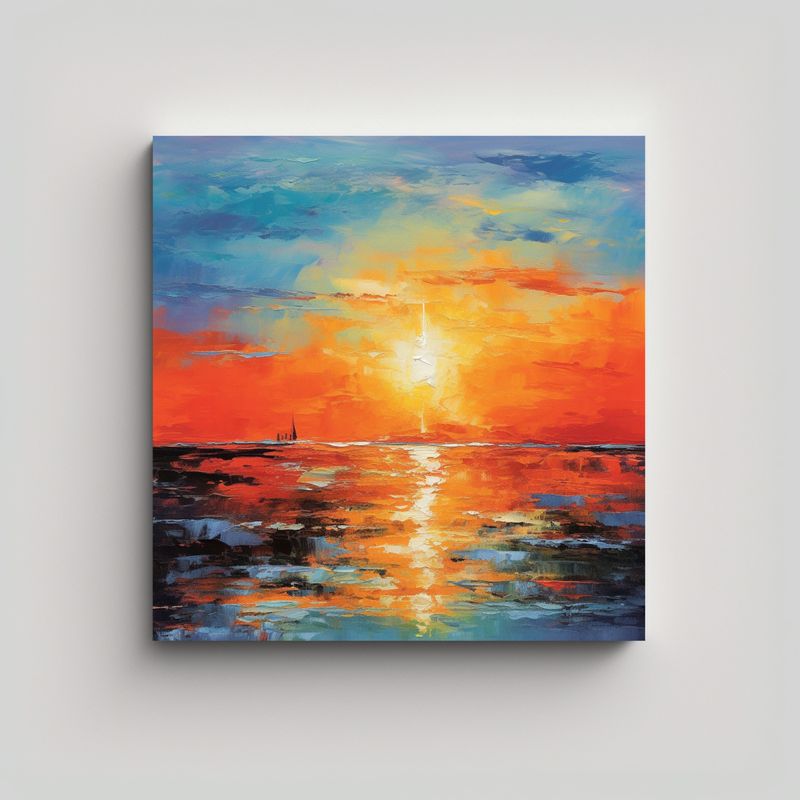 GENERICO - Pintura Reflejo Naranja Azul Arte Vanguardia 80x80 Cm