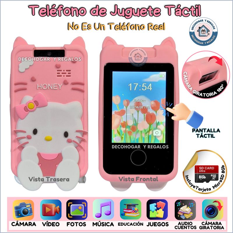 GENERICO - Teléfono de Juguete Táctil Para Niños Cámara Giratoria 180°