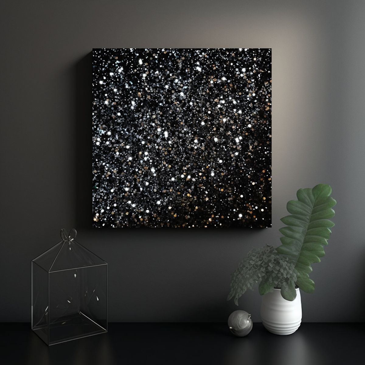 GENERICO - Cuadro Escena Brillo En Fondo Negro 90x90 Cm