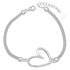 GENERICO - Pulsera Plata Fina Corazón Con Microcircones Regalo Mujer