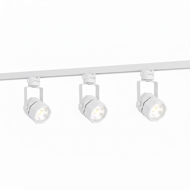Lampara 3 Focos Blancos Hexagonal Luz Calida con Riel de 1 metro