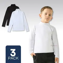 UTILISIMO - Pack 3 Camisetas Polera Beatle Algodón Niño Primera Capa Blanco Negro