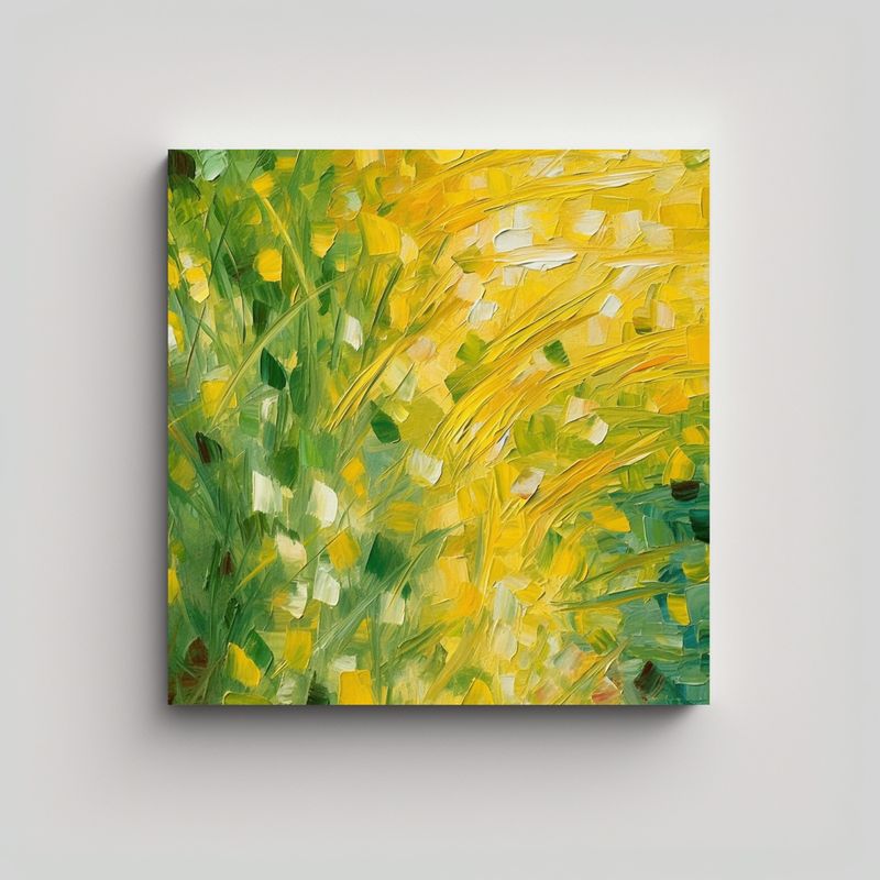 GENERICO - Cuadro Abstracto Moderno Tonos Cosecha Verde 50x50 Cm