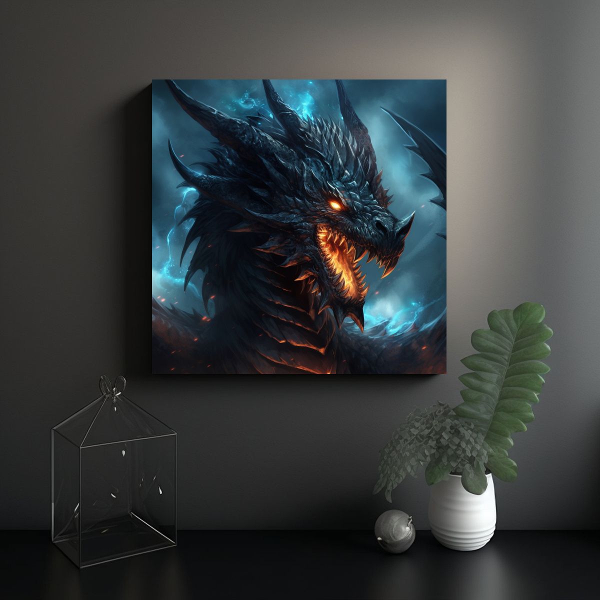 GENERICO - Venta De Tela En Bastidor Belleza Dragón Fafnir 80x80 Cm