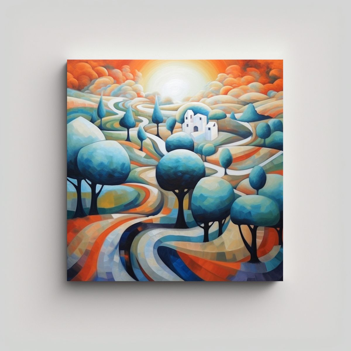 GENERICO - Cuadro Expresión Temática Paisaje Surrealista 90x90 Cm