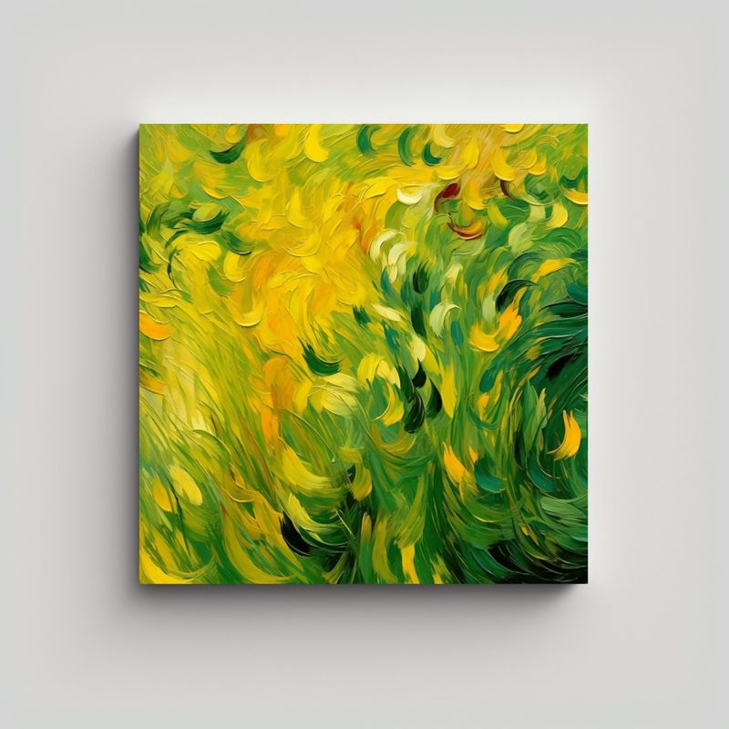 GENERICO - Patrón Abstracto Moderno Verde Amarillo Continuo 80x80 Cm
