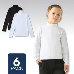 UTILISIMO - Pack 6 Camisetas Polera Beatle Algodón Niño Primera Capa Blanco Negro