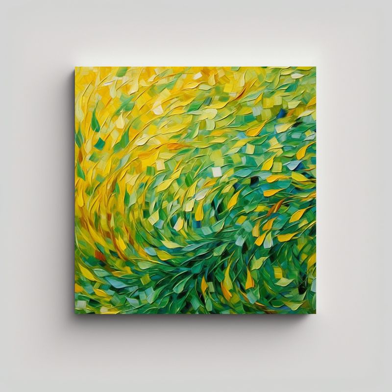 GENERICO - Pintura Abstracta Continua En Acuarela Verde 80x80 Cm