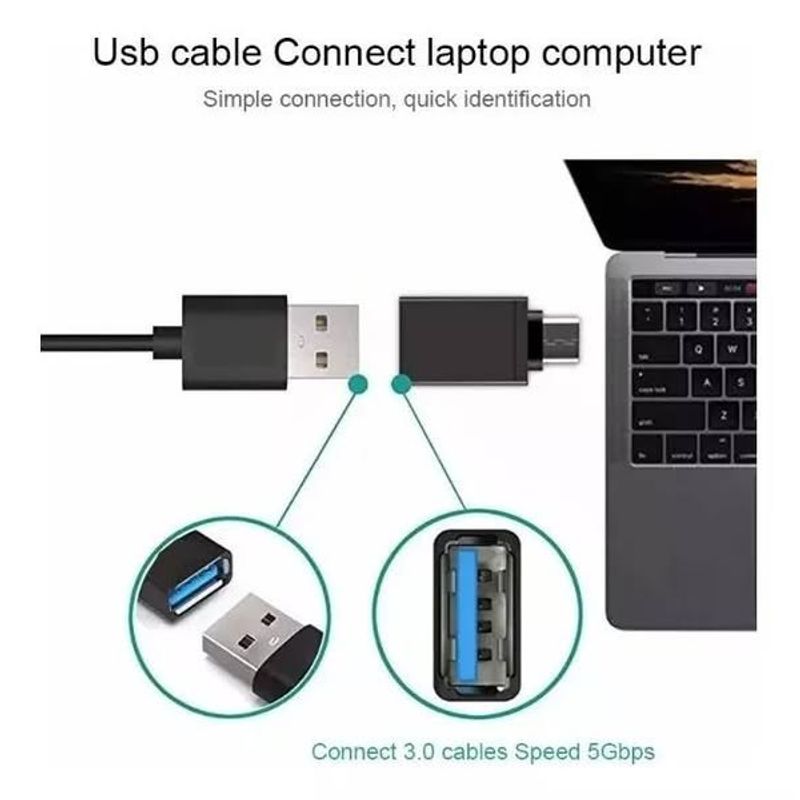 GENERICO - Adaptador USB tipo c macho a usb tipo hembra 3.0