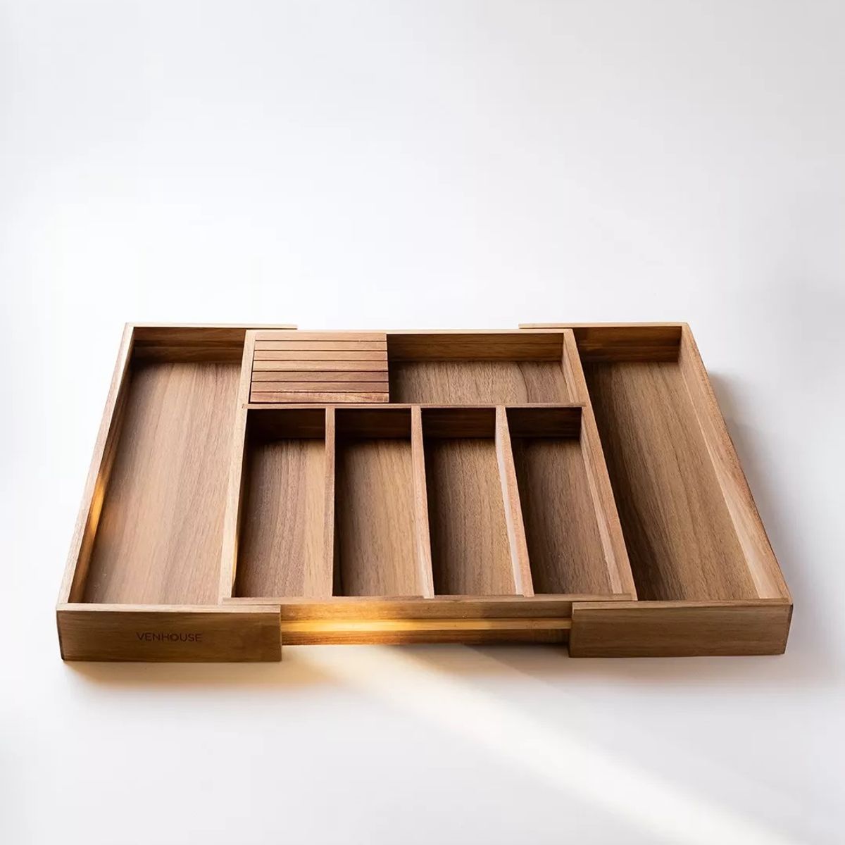 GENERICO - Organizador De Cubiertos Acacia De Cocina Extensible Cajón