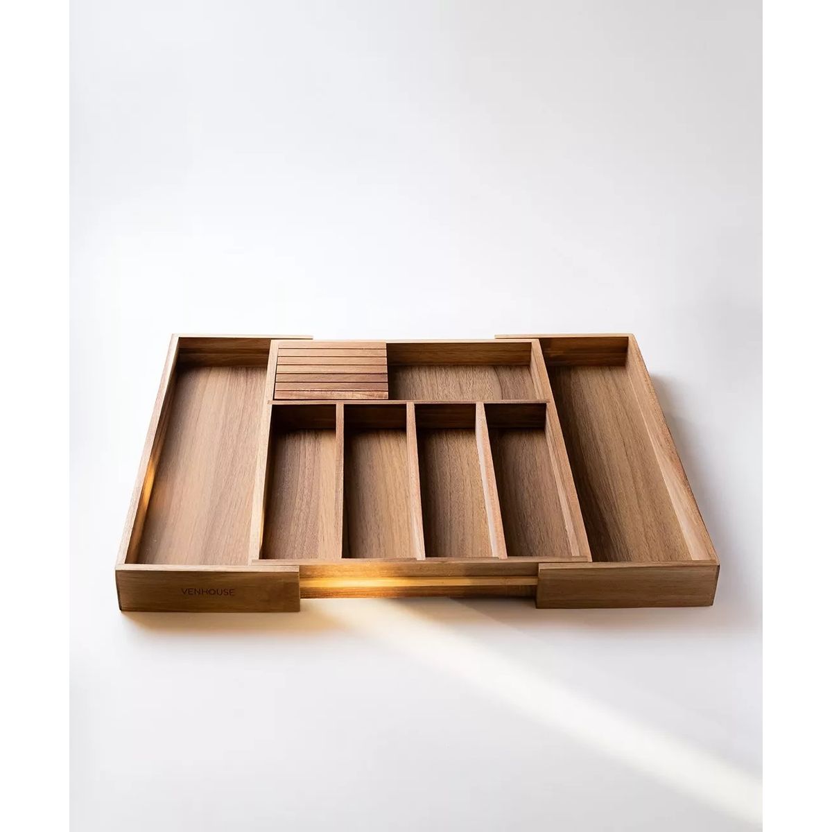 GENERICO - Organizador De Cubiertos Acacia De Cocina Extensible Cajón