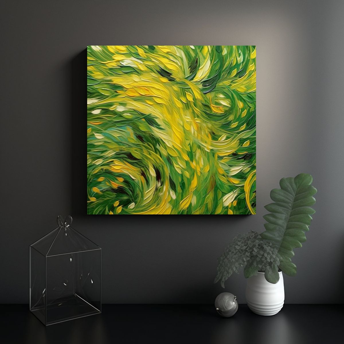 GENERICO - Patrón Abstracto Continuo De Cosecha Verde 70x70 Cm