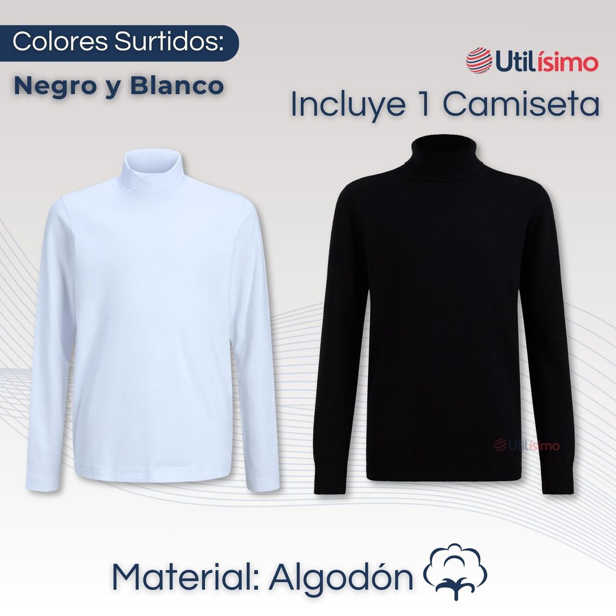 UTILISIMO - Camiseta Polera Beatle Algodón Niño Primera Capa Blanco Y Negro