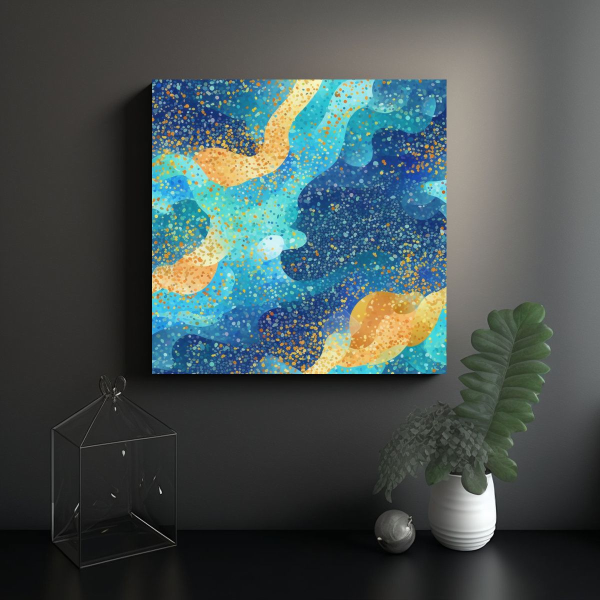 GENERICO - Diseño De Patrón Con Arena Azul Brillante Y 80x80 Cm