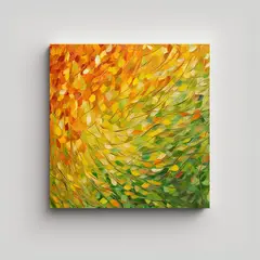 GENERICO - Cuadro Abstracto De Cosecha Verde Amarillo 80x80 Cm