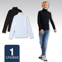 UTILISIMO - Camiseta Polera Beatle Algodón Niño Primera Capa Blanco Y Negro