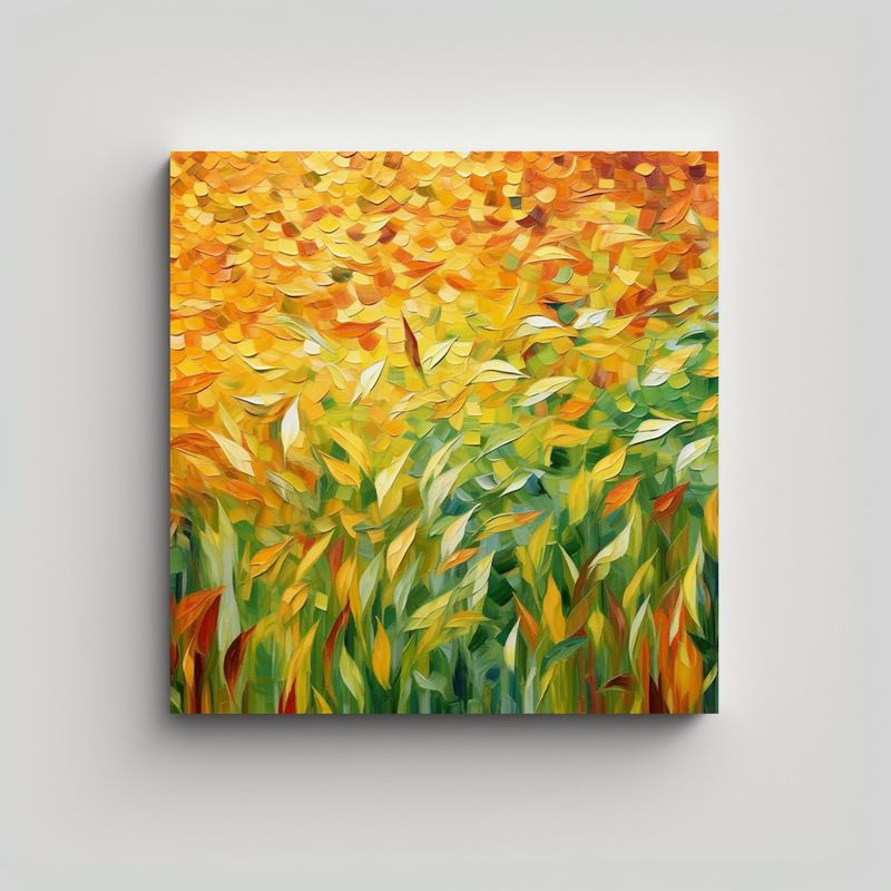GENERICO - Cuadro Vintage Abstracto En Tonos Verde Amarillo 70x70 Cm
