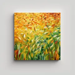 GENERICO - Cuadro Vintage Abstracto En Tonos Verde Amarillo 70x70 Cm