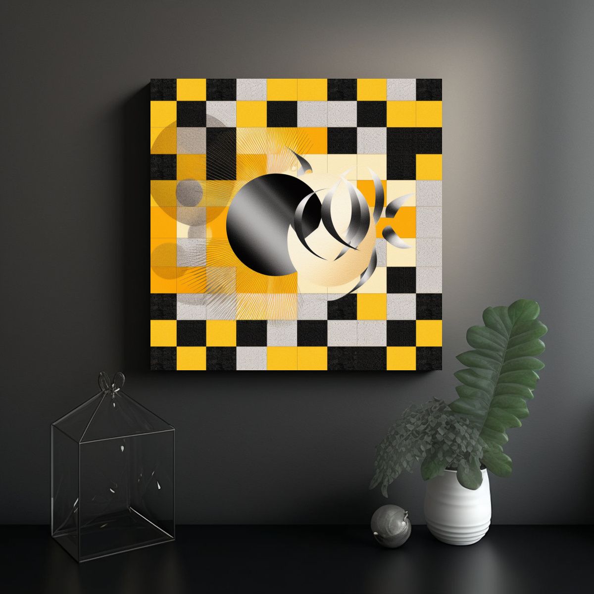 GENERICO - Cuadro Estampado De Equilibrio Visual Con Patrón 90x90 Cm