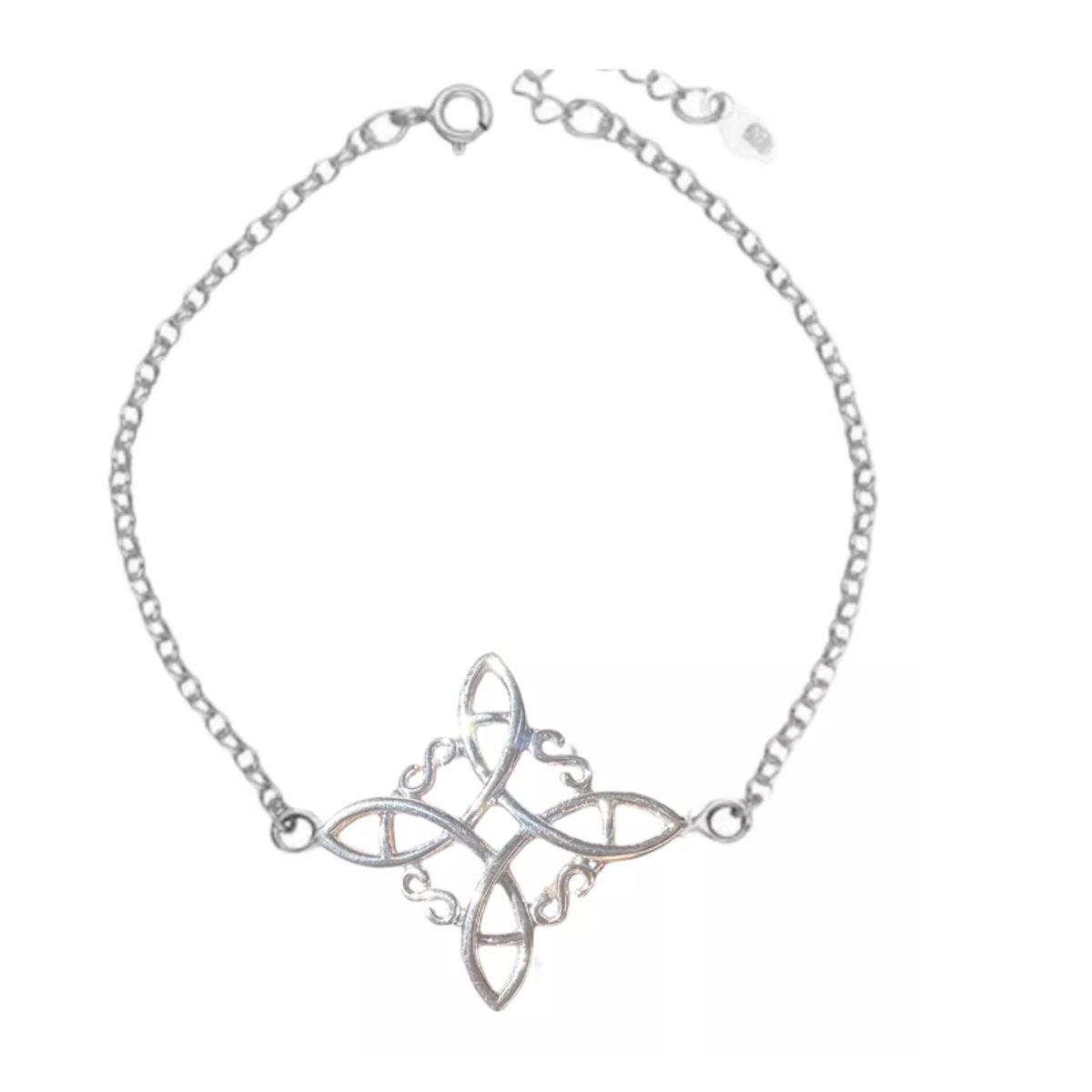 GENERICO - Pulsera Nudo De Brujas Grande Plata Fina Amuleto Protección